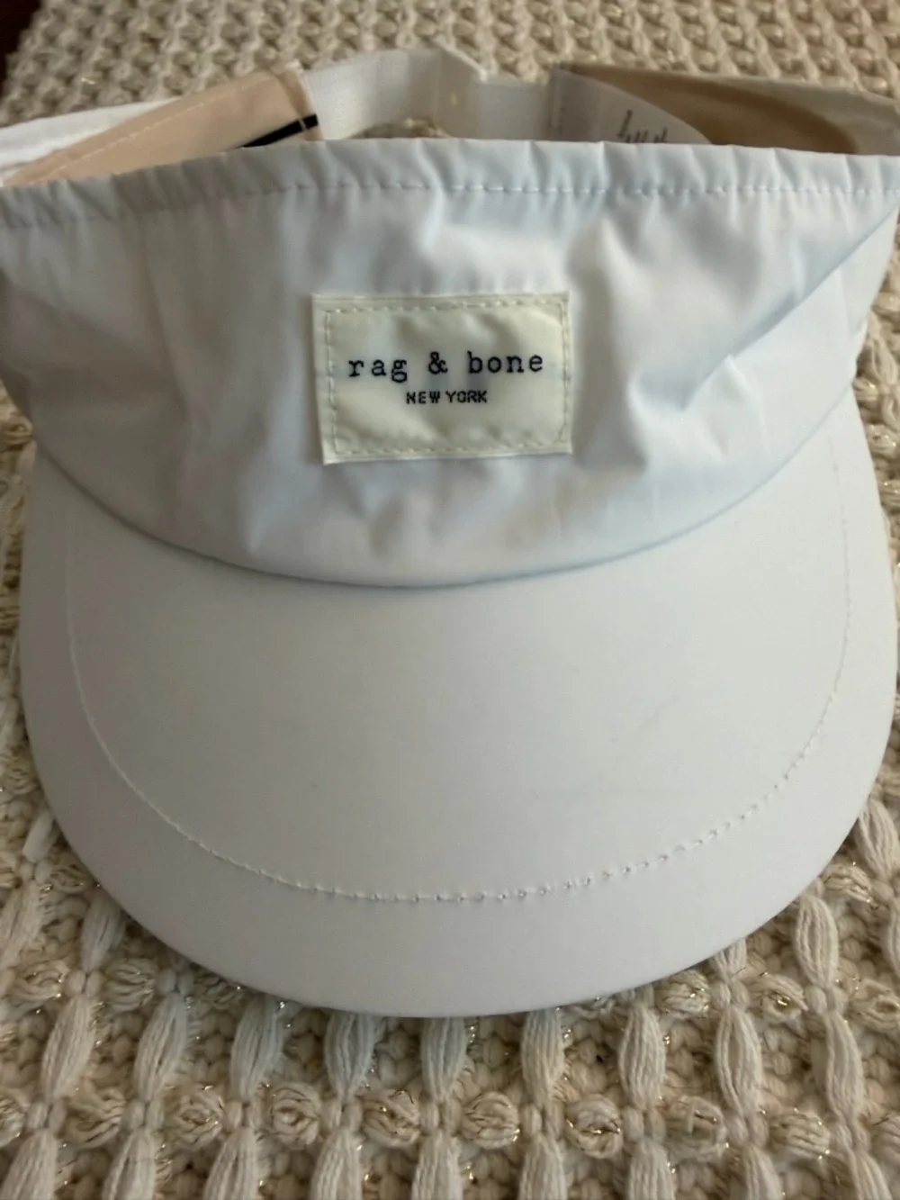 rag & bone White Sun Visor with Logo Patch